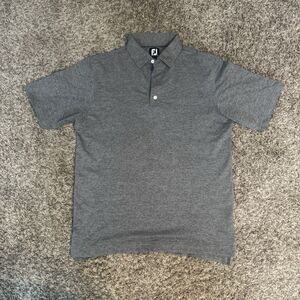 FootJoy Men's M Heather Gray Solid Short Sleeve Collared Button Logo Polo